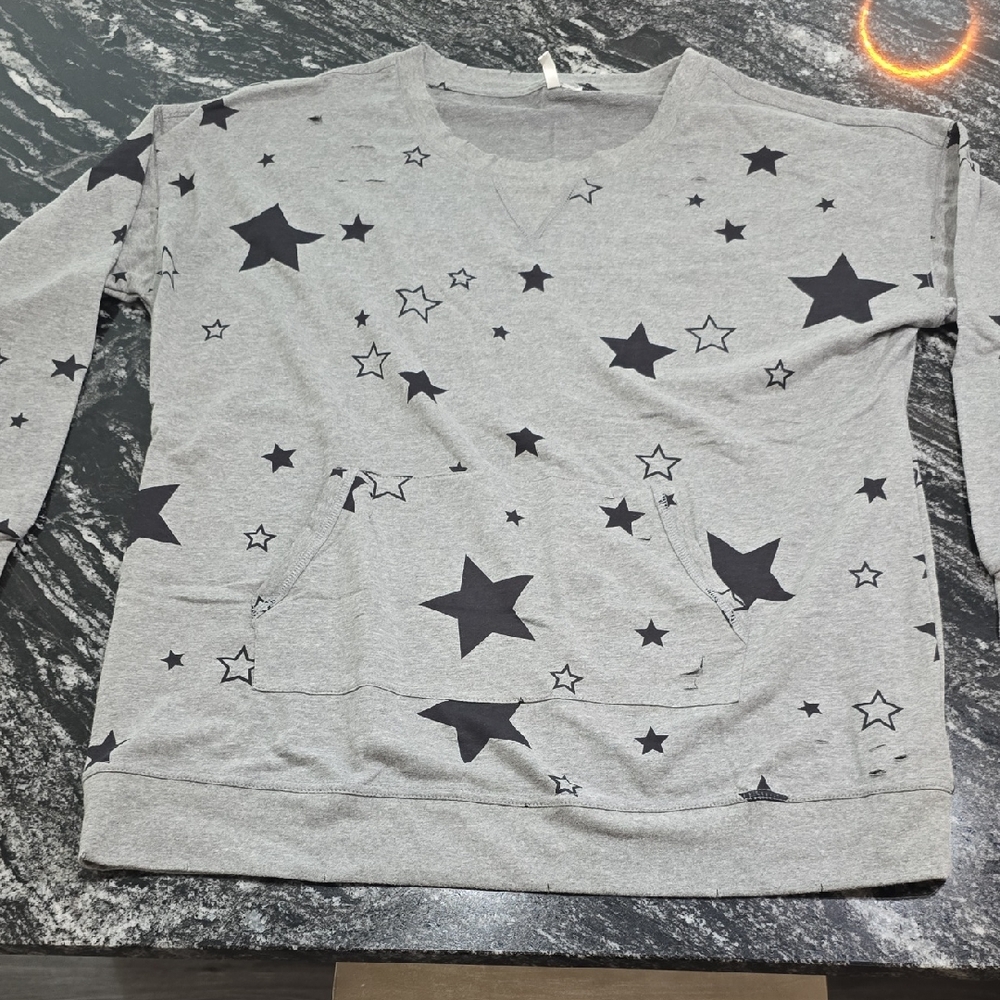 Cato Heather Gray Sweatshirt with Black Detail